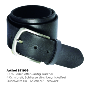 Jeansgürtel schwarz, offenkantig
