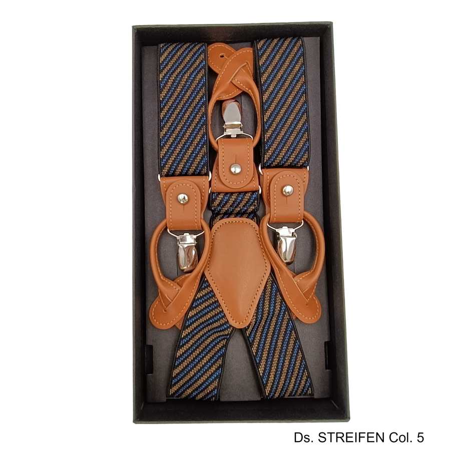 button-hosenträger marine braun gestreift