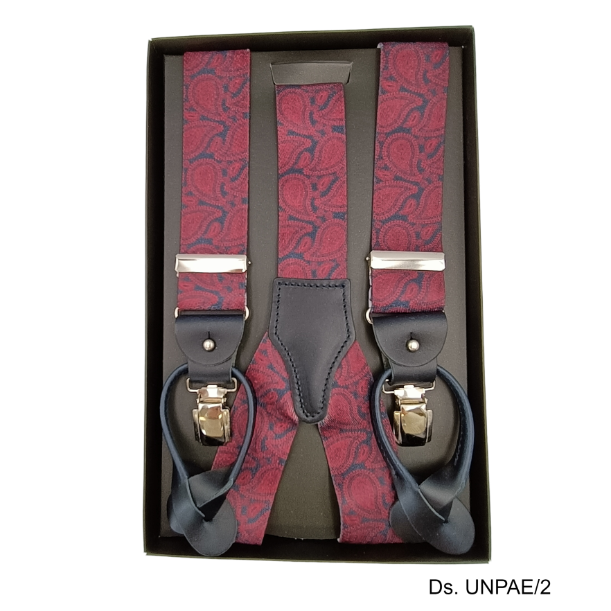 Buttonhosenträger mit Clips bordo Paisley